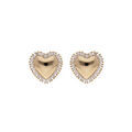 Boucles d'oreille sur Artemare : Boucles d'oreille en plaqu&eacute; or coeur avec contour oxydes blancs sertis clos et fermoir poussette