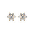Boucles d'oreille tige en plaqu&eacute; or marguerite oxydes blancs sertis et fermoir poussette