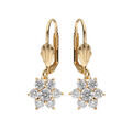 Boucles d'oreille dormeuse en plaqu&eacute; or marguerite oxydes blancs sertis Artemare