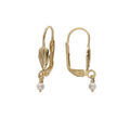 Boucles d'oreille en plaqu&eacute; or avec Perle de culture d'eau douce 3mm et fermoir dormeuse Artemare