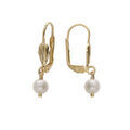 Boucles d'oreille en plaqu&eacute; or avec Perle de culture d'eau douce 6mm et fermoir dormeuse Artemare
