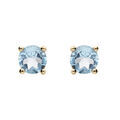 Boucles d'oreille en plaqu&eacute; or pierre v&eacute;ritable Topaze bleu 4mm fermoir poussette