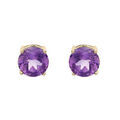 Boucles d'oreille en plaqu&eacute; or pierre v&eacute;ritable Am&eacute;thyste 4mm fermoir poussette