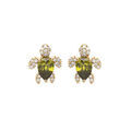 Boucles d'oreille sur Artemare : Boucles d'oreille en plaqu&eacute; or tortue oxyde vert et blancs et fermoir dormeuse