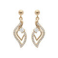 Boucles d'oreille en plaqu&eacute; or goutte suspendue avec oxydes blancs sertis et fermoir poussette Artemare