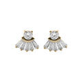 Boucles d'oreille en plaqu&eacute; or &eacute;ventail d'oxydes blancs et fermoir poussett Artemare