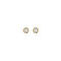 Boucles d'oreille tige solitaire en plaqu&eacute; or ronde serti clos oxyde blanc 2mm