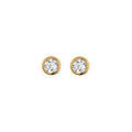 Boucles d'oreille sur Artemare : Boucles d'oreille tige solitaire en plaqu&eacute; or ronde serti clos oxyde blanc 3mm