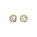 Boucles d'oreille sur Artemare : Boucles d'oreille tige solitaire en plaqu&eacute; or ronde serti clos oxyde blanc 5mm