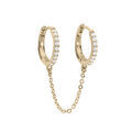 Boucles d'oreille sur Artemare : Boucles d'oreille "Ear Cuff" en plaqu&eacute; or menottes articul&eacute;es avec cha&icirc;nette et oxydes blancs sertis (pour 2 trous) unitaire