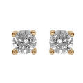 Boucles d'oreille tige solitaire en plaqu&eacute; or oxyde blanc serti 4 griffes 3mm Artemare