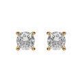 Boucles d'oreille tige solitaire en plaqu&eacute; or oxyde blanc serti 4 griffes 4mm