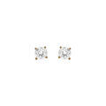 Boucles d'oreille sur Artemare : Boucles d'oreille tige solitaire en plaqu&eacute; or oxyde blanc serti 4 griffes 5mm