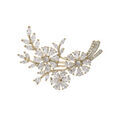 Broches sur Artemare : Broche en plaqu&eacute; or motif feuillage et fleurs avec oxydes blancs sertis