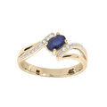 Bague en plaqu&eacute; or avec oxydes bleus et blancs sertis