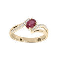 Bague en plaqu&eacute; or brins torsad&eacute;s avec oxyde rouge et rails d'oxydes blancs sertis Artemare