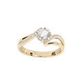 Bague en plaqu&eacute; or brins torsad&eacute;s avec oxyde blanc et rails d'oxydes blancs sertis