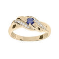 Bague en plaqu&eacute; or oxydes bleu et rails d'oxydes blancs sertis Artemare