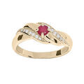 Bague en plaqu&eacute; or oxydes roses et rails d'oxydes blancs sertis Artemare
