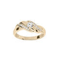 Bague en plaqu&eacute; or oxyde blanc et rails d'oxydes blancs sertis