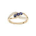 Bagues sur Artemare : Bague en plaqu&eacute; or crois&eacute;e d'oxydes bleus et blancs sertis