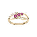 Bague en plaqu&eacute; or crois&eacute;e d'oxydes roses et blancs sertis Artemare