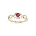 Bague en plaqu&eacute; or brins m&ecirc;l&eacute;s avec oxydes rose et blancs sertis Artemare