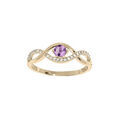 Bagues sur Artemare : Bague en plaqu&eacute; or brins m&ecirc;l&eacute;s avec Amethyste v&eacute;ritable et oxydes blancs sertis