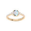 Bagues sur Artemare : Bague en plaqu&eacute; or avec gros Topaze bleu et oxydes blancs sertis