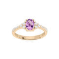 Bagues sur Artemare : Bague en plaqu&eacute; or avec gros Amethyste et oxydes blancs sertis