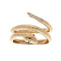 Bague en plaqu&eacute; or serpent avec oxydes blancs sertis