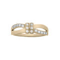Bague en plaqu&eacute; or boucle crois&eacute;e et oxydes blancs sertis