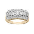 Bague en plaqu&eacute; or large avec oxydes blancs sertis Artemare