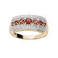 Bagues sur Artemare : Bague en plaqu&eacute; or large avec oxydes rouges et blancs sertis