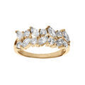 Bague en plaqu&eacute; or rangs de navettes d'oxydes blancs sertis Artemare