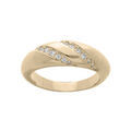 Bague en plaqu&eacute; or jonc bomb&eacute; avec rails d'oxydes blancs sertis Artemare