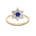 Bague en plaqu&eacute; or marguerite avec oxyde bleu fonc&eacute; et contour blancs sertis Artemare