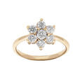 Bague en plaqu&eacute; or marguerite avec oxyde blanc et contour oxydes blancs sertis Artemare