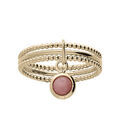 Bague en plaqu&eacute; or triple anneaux et pampille Rhodonite v&eacute;ritable Artemare
