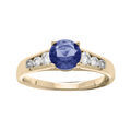 Bague en plaqu&eacute; or avec oxyde bleu et oxydes blancs sertis en cascade Artemare