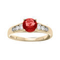 Bague en plaqu&eacute; or avec oxyde rouge et oxydes blancs sertis en cascade Artemare