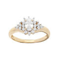 Bague en plaqu&eacute; or avec oxyde central blanc et contour oxydes blancs sertis