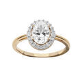Bagues sur Artemare : Bague en plaqu&eacute; or avec oxyde blanc oval et contour oxydes blancs sertis