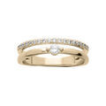 Bagues sur Artemare : Bague en plaqu&eacute; or 2 rangs avec oxyde blanc serti et 1 rail oxydes blancs sertis