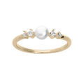 Bague en plaqu&eacute; or avec Perle de culture d'eau douce blanche et oxydes blancs sertis