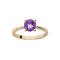 Bagues sur Artemare : Bague en plaqu&eacute; or simple avec pierre v&eacute;ritable Am&eacute;thyste 6,5mm
