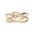 Bagues sur Artemare : Bague en plaqu&eacute; or crois&eacute; avec coeur et oxydes blancs sertis