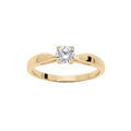 Bague solitaire en plaqu&eacute; or 5mm oxyde blanc serti griffes