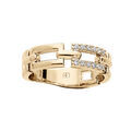 Bague en plaqu&eacute; or motif rectangles &eacute;vid&eacute;s et oxydes blancs sertis Artemare