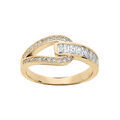 Bague en plaqu&eacute; or boucle et oxydes blancs sertis Artemare